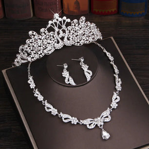 Women's Zinc Alloy Rhinestone Butterfly Bridal Crown Jewelry Sets