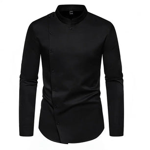 Men's Cotton Stand Collar Full Sleeve Casual Plain Pattern Shirts