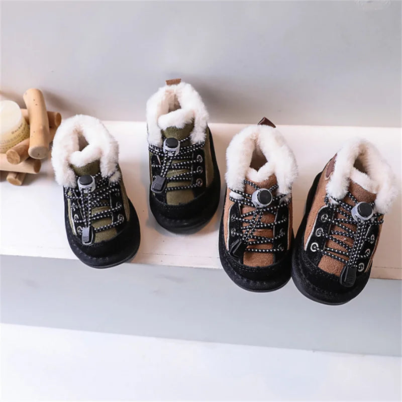 Kid's Leather Round Toe Buckle Strap Closure Casual Wear Shoes