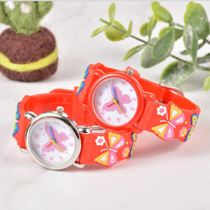 Kid's Alloy Case Buckle Clasp Round Shape Quartz Waterproof Watch