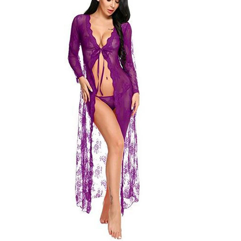 Women's Polyester V-Neck Long Sleeves Patchwork Sleepwear Set