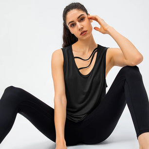 Women's Polyester O-Neck Sleeveless Breathable Yoga Workout Top