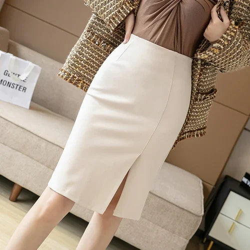 Women's Polyester Elastic High Waist Solid Pattern Casual Skirts