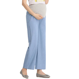 Women's Polyester High Waist Solid Pattern Maternity Trouser