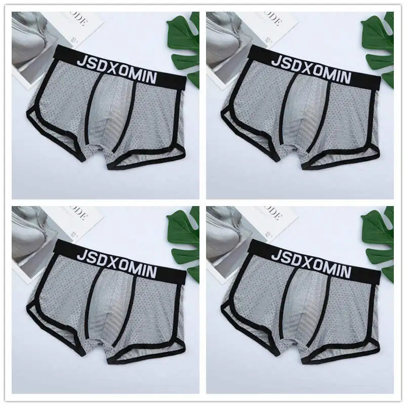 Men's 4 Pcs Cotton Breathable Dotted Pattern Loose Boxer Shorts