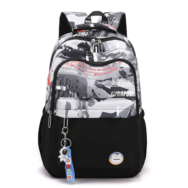 Kid's Nylon Zipper Closure Waterproof Trendy School Backpack