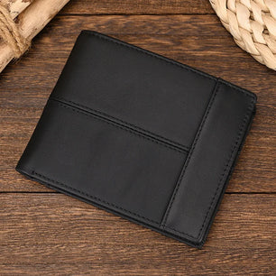 Men's Genuine Leather Solid Pattern Card Holder Vintage Wallet