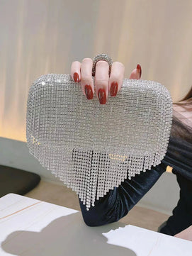 Women's PU Hasp Closure Sequined Pattern Trendy Wedding Clutch