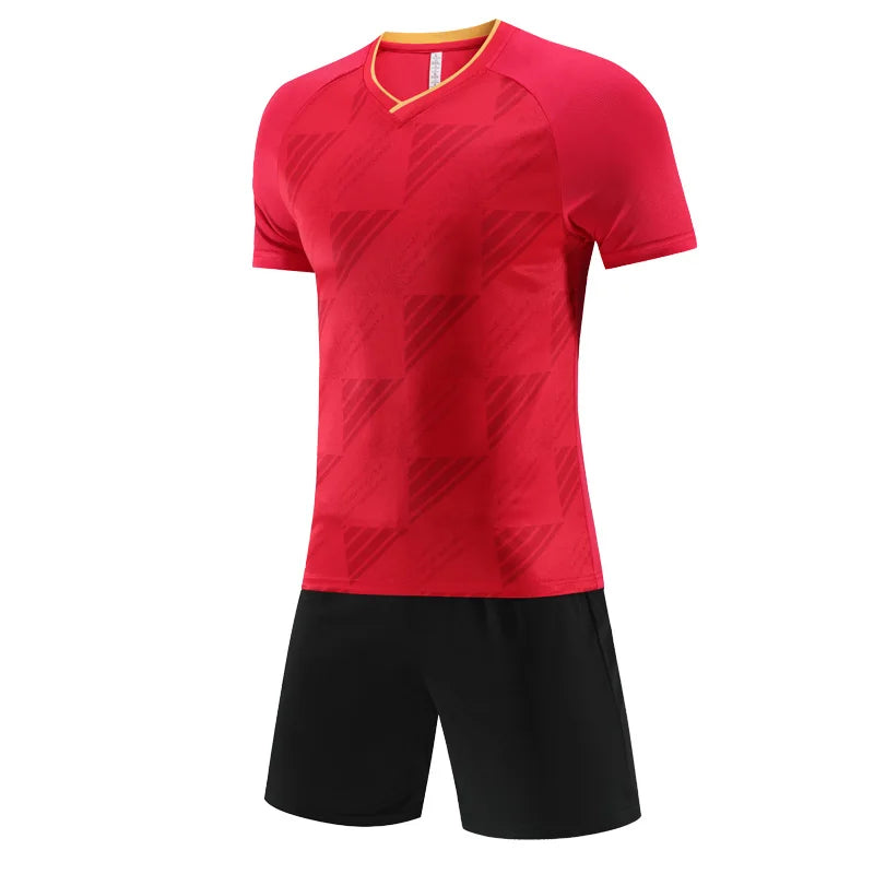 Men's Polyester O-Neck Short Sleeve Printed Breathable Sports Set