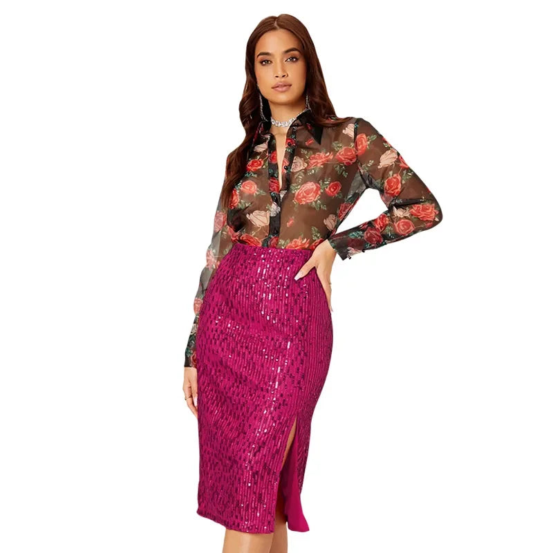 Women's Polyester Quick-Dry Sequined Pattern Casual Wear Skirts