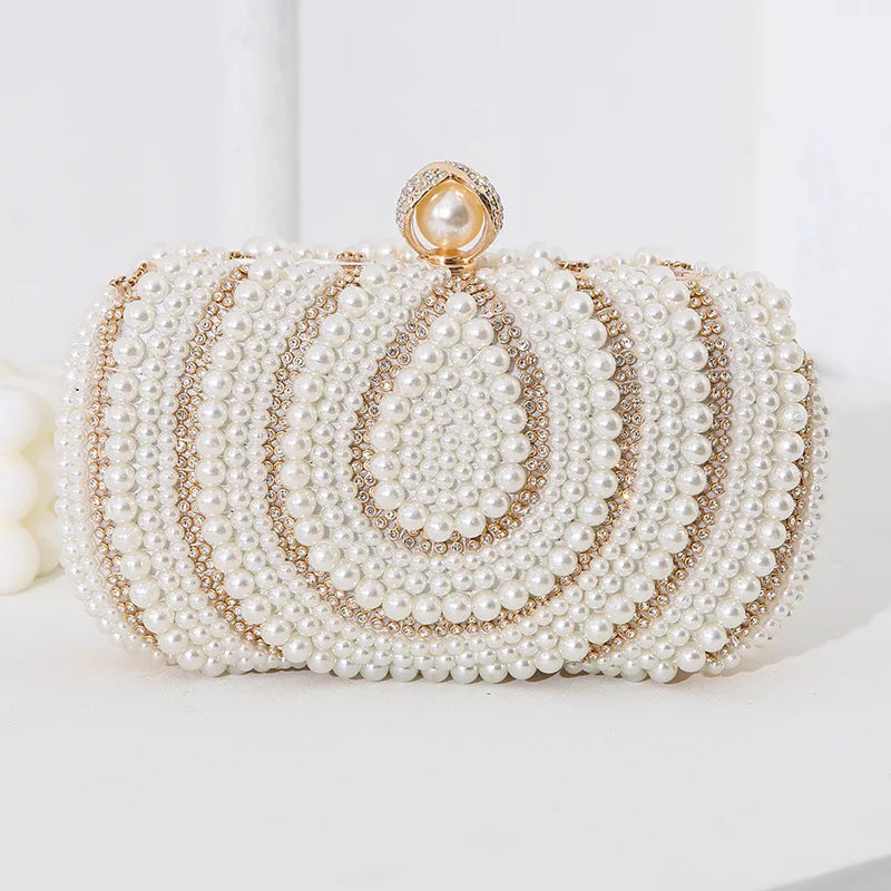 Women's Polyester Hasp Closure Pearl Pattern Vintage Clutch