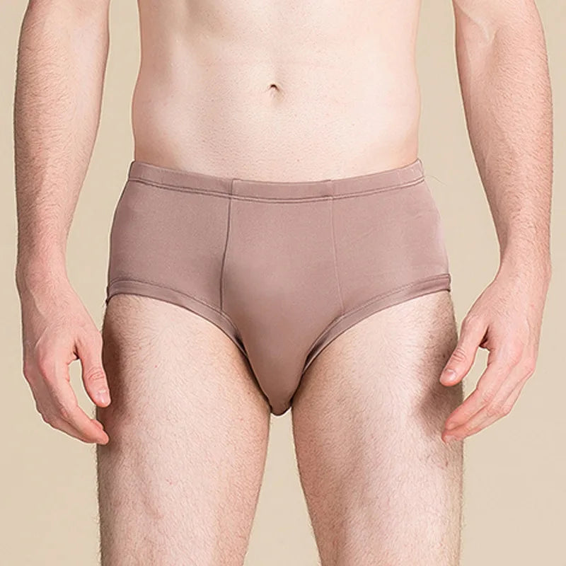 Men's Silk Low Waist Quick-Dry Solid Underwear Boxer Shorts