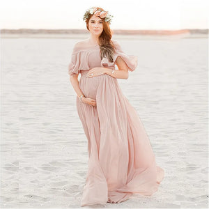 Women's Polyester V-Neck Short Sleeves Pleated Maternity Dress