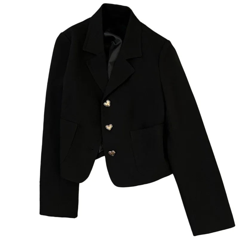 Women's Polyester Notched Full Sleeves Single Breasted Blazer