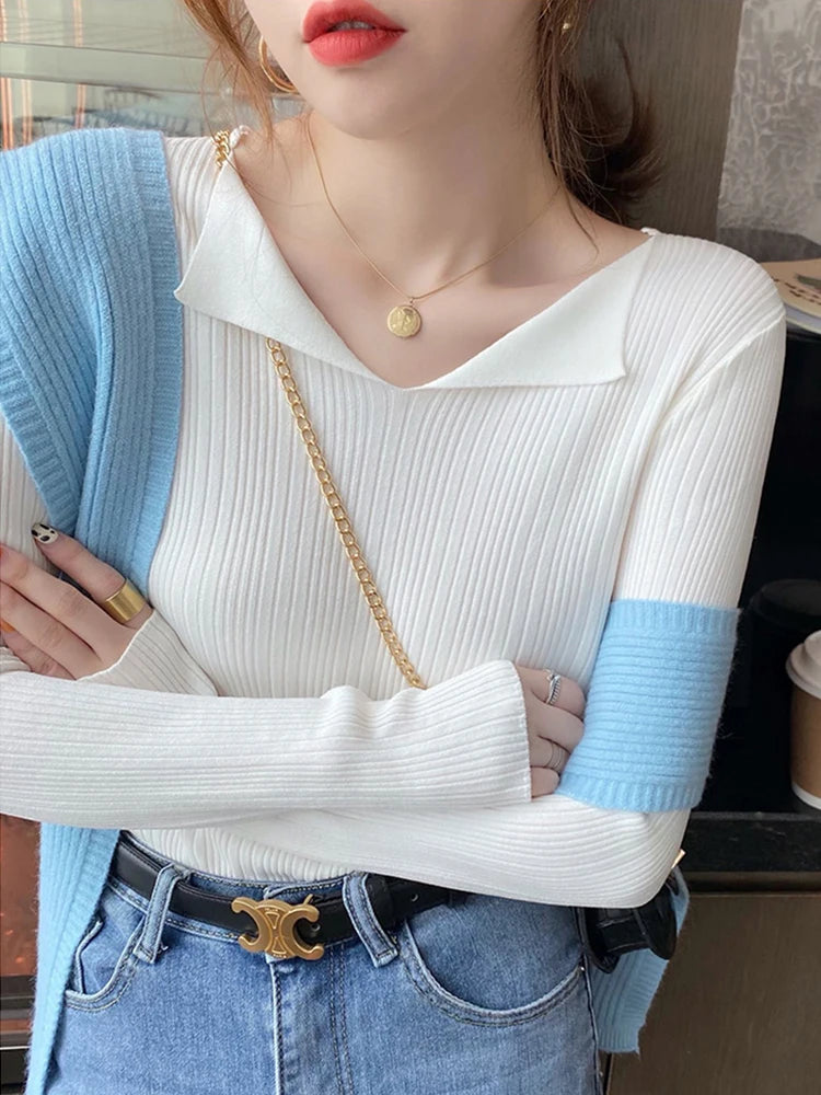 Women's Acrylic V-Neck Long Sleeves Knitted Casual Sweaters