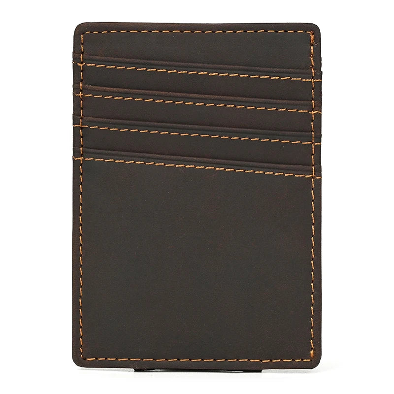 Men's Genuine Leather Solid Pattern Card Holder Trendy Wallets