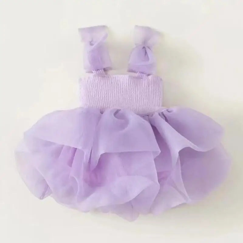 Kid's Girl Polyester Sleeveless Pleated Pattern Princess Dress