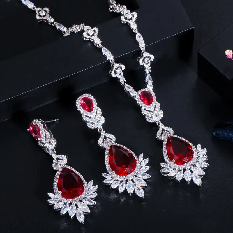 Women's Copper Alloy Cubic Zirconia Water Drop Classic Jewelry Set