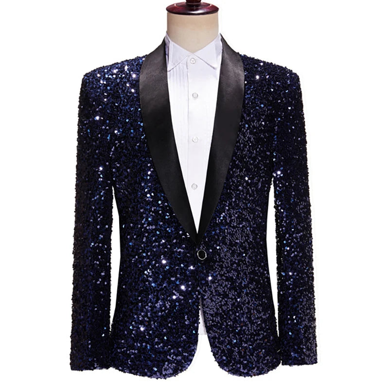 Men's Polyester Full Sleeve Single Button Closure Wedding Blazer