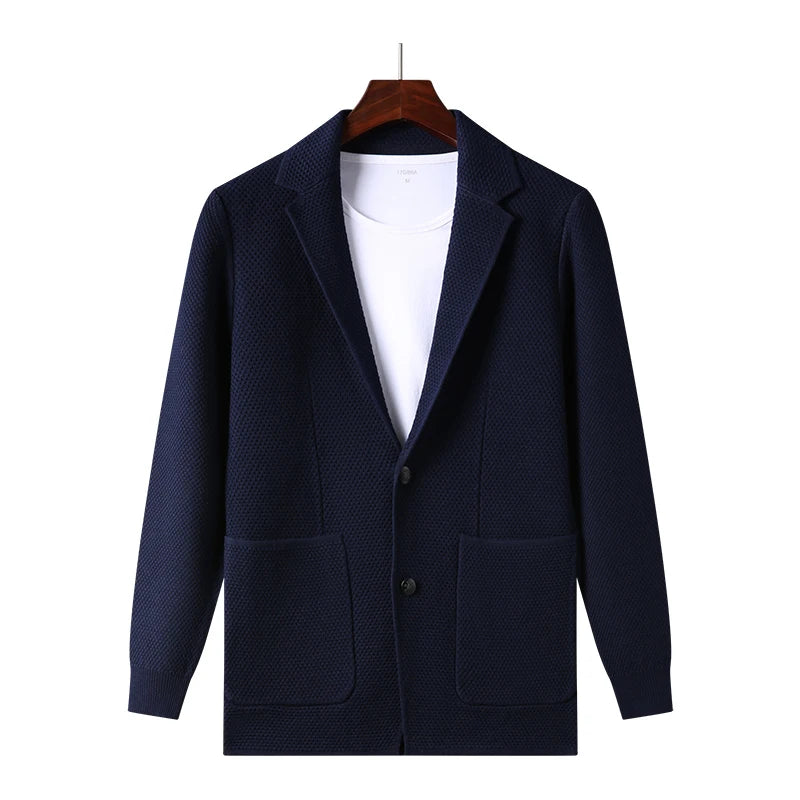 Men's Polyester Notched Long Sleeve Single Breasted Casual Blazers