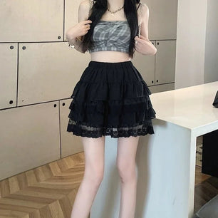 Women's Cotton High Waist Pleated Pattern Casual Wear Mini Skirts