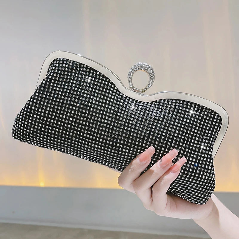 Women's Microfiber Hasp Closure Sequined Classic Wedding Clutch