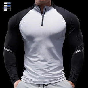 Men's Polyester Long Sleeve Pullover Closure Casual T-Shirt