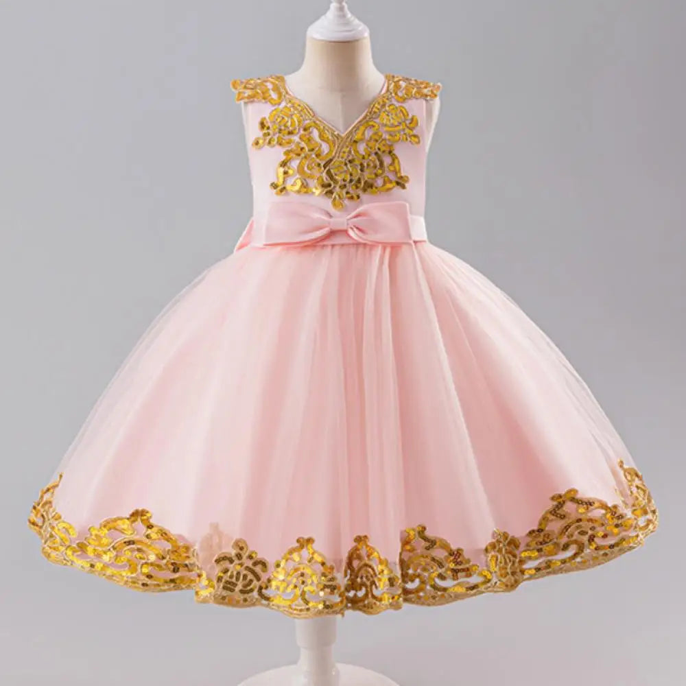 Kid's Girl Polyester Sleeveless Patchwork Pattern Princess Dress