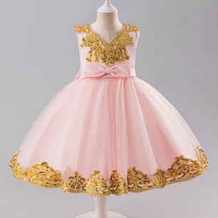 Kid's Girl Polyester Sleeveless Patchwork Pattern Princess Dress