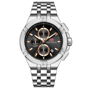 Men's Stainless Steel Round Shape Luxury Waterproof Quartz Watch