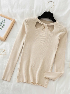 Women's Acrylic O-Neck Long Sleeves Casual Pullover Sweaters