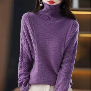 Women's Acrylic Turtleneck Full Sleeves Solid Pattern Sweater