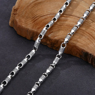 Men's 100% 925 Sterling Silver Link Chain Geometric Necklace