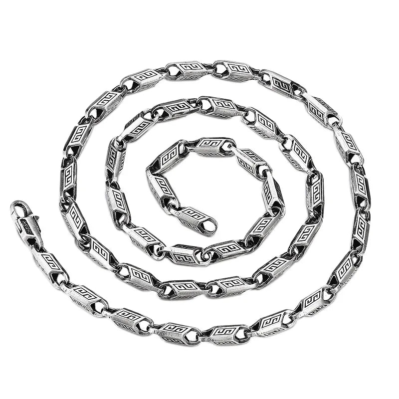 Men's 100% 925 Sterling Silver Link Chain Geometric Necklace