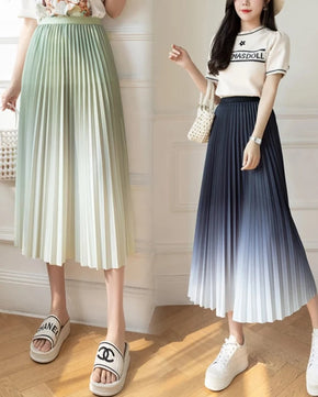 Women's Polyester High Waist Pleated Pattern Casual Wear Skirts