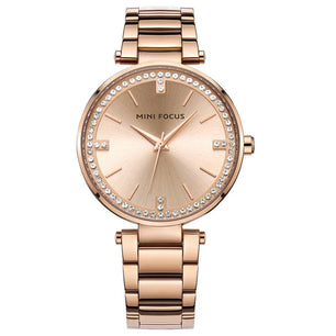 Women's Stainless Steel Round Shaped Waterproof Luxury Watch