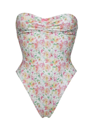 Women's Polyester Sweetheart-Neck Floral Pattern Bathing One-Piece
