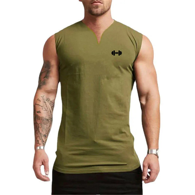 Men's V-Neck Sleeveless Quick Dry Compression Gym Wear Shirt