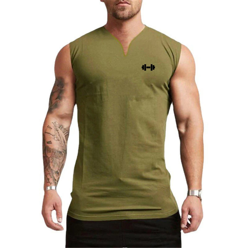 Men's Cotton Sleeveless Pullover Closure Sportswear T-Shirt