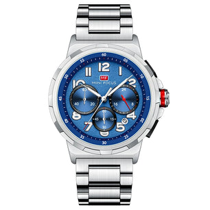 Men's Stainless Steel Case Round Shaped Waterproof Trendy Watch