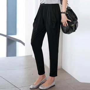 Women's Polyester High Elastic Waist Closure Casual Straight Pants