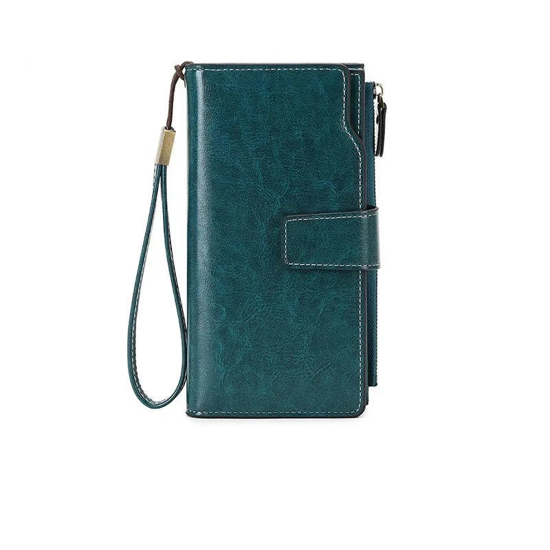 Women's PU Leather Zipper Hasp Closure Solid Pattern Wallets