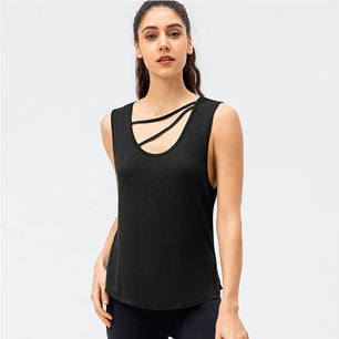 Women's Spandex O-Neck Sleeveless Fitness Yoga Sports Workout Top