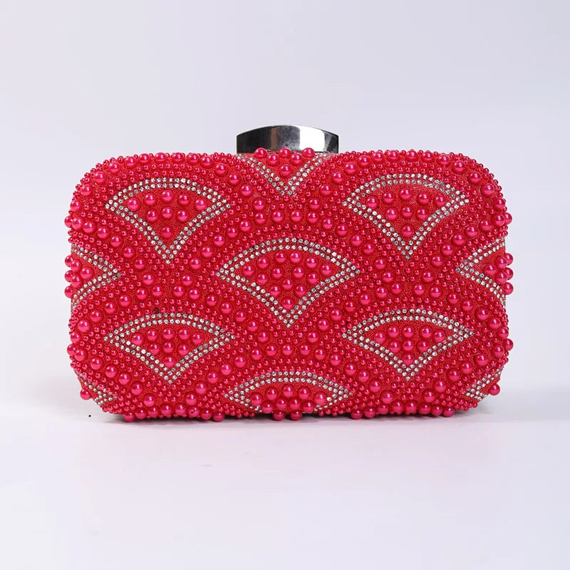 Women's Polyester Hasp Closure Rhinestone Pattern Luxury Clutch