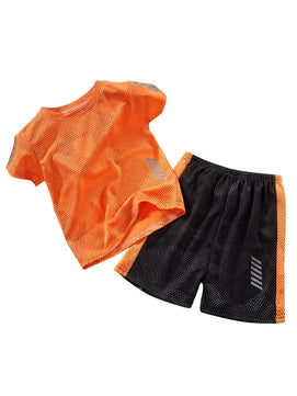 Kid's Polyester O-Neck Short Sleeves Pullover Casual Clothes