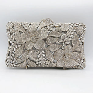 Women's Metallic Hasp Closure Floral Pattern Wedding Clutch