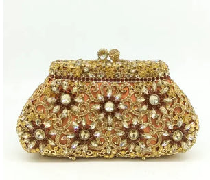 Women's Metallic Hasp Closure Rhinestone Pattern Wedding Clutch