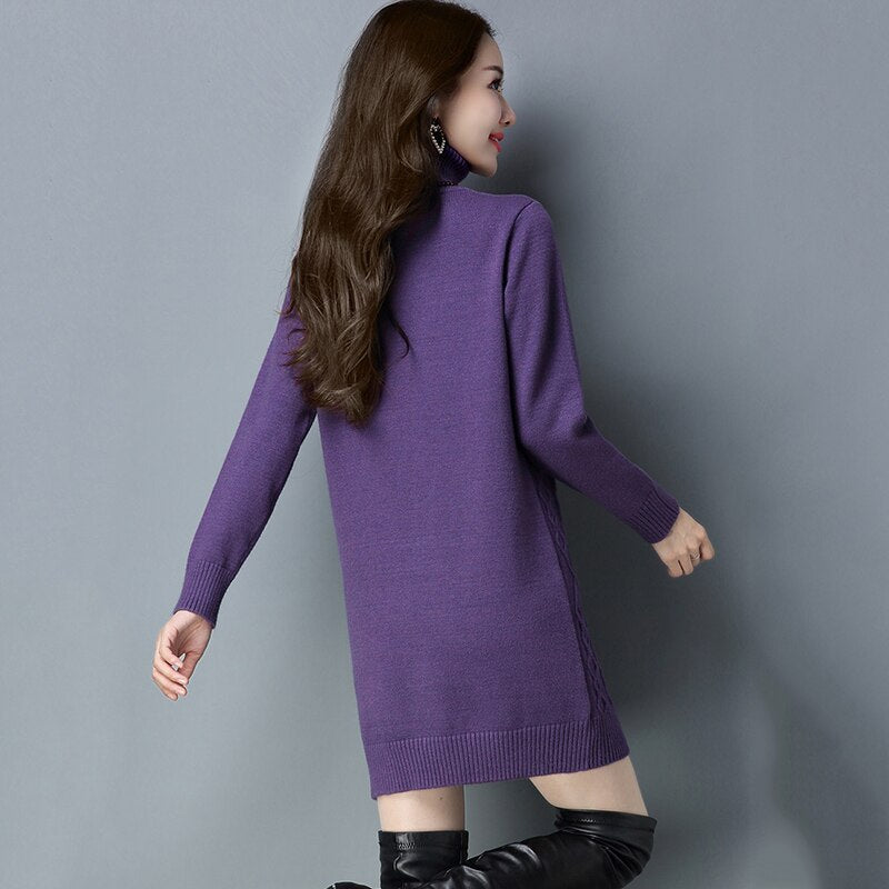 Women's Acrylic Turtleneck Full Sleeves Pullover Knitwear Sweater