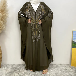 Women's Arabian Polyester Full Sleeve Embroidery Casual Abaya