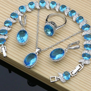 Women's 925 Sterling Silver Zircon Geometric Trendy Jewelry Set